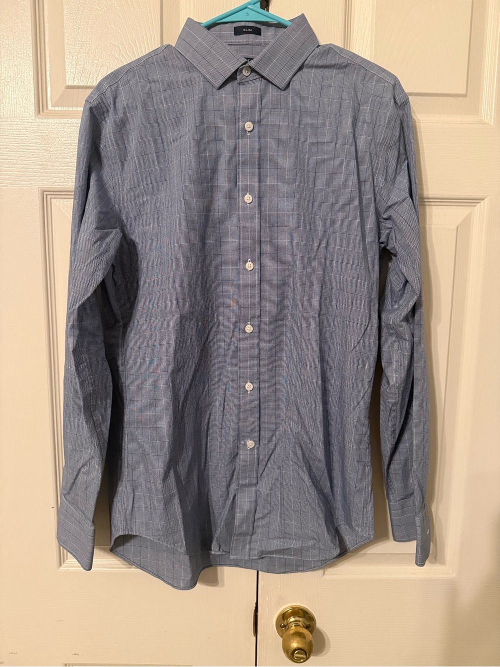 J. Crew Men's Light Blue Windowpane Dress Shirt